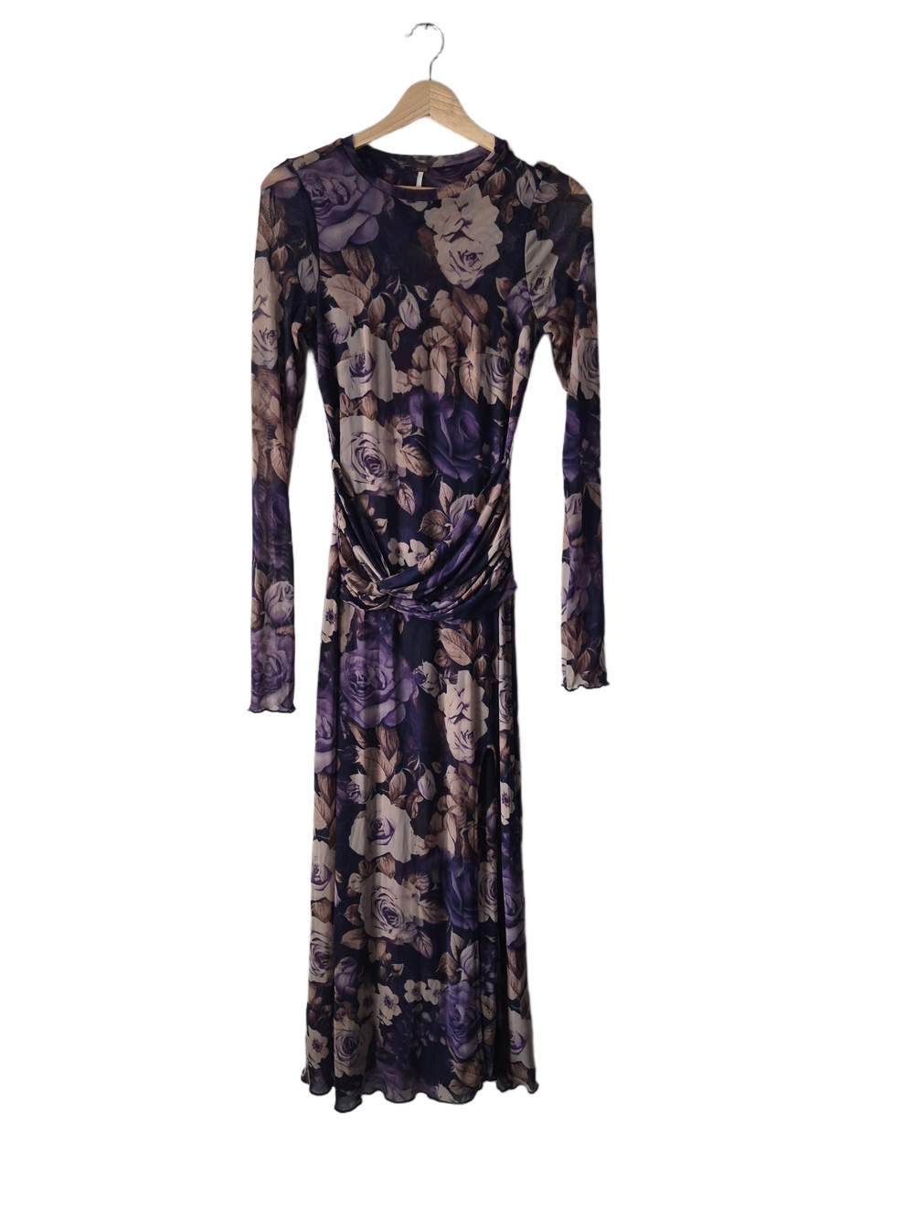 Free People Floral Mesh Twist-Waist Maxi Dress Size M